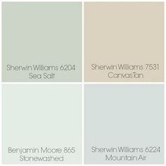 four different shades of gray paint with the words sherwinn williams and sea salt