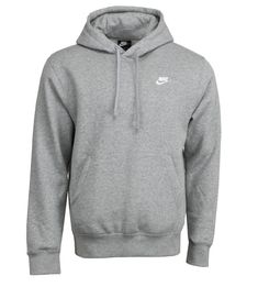 CLASSIC COMFORT. A closet staple, the Nike Sportswear Club Fleece Pullover Hoodie combines classic style with the soft comfort of fleece. Soft Comfort Brushed-back fleece is soft and smooth against the skin. Adjustable Coverage Hood with a drawstring offers adjustable coverage. Product Details Standard fit for a relaxed, easy feel Ribbed hem and cuffs Kangaroo pocket Fabric: Body: 80-82% cotton/18-20% polyester. Hood lining: 100% cotton. Machine wash Imported Note: Material percentages may vary Gray Nike Hoodie, Grey Nike Hoodie, Nike Women Sweatshirt, Nike Sportswear Club Fleece, Hoodies Aesthetic, Cute Nike Outfits, Cute Nikes, 13th Birthday