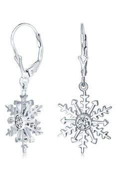 Add some sparkle to your look with these CZ accented sterling silver snowflake earrings. Snap post back Sterling silver, cubic zirconia Imported Snowflake Earrings, Silver Snowflakes, Jewelry Sterling Silver, Bling Jewelry, Sterling Silver Jewelry, Nordstrom Rack, Cubic Zirconia, Sparkle, Nordstrom