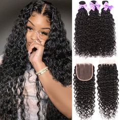 PRICES MAY VARY. 🎀Hair Material:The Hair of Unprocessed Virgin Brazilian Human Hair Water Wave Bundles With Closure is 100% Human Hair Cut From Young Donor.So the Water Wave Hair is Healthy,Soft,Shiny 🎀Hair Quality:Clean,Shiny,Soft,Smooth,Can Be Dyed,Bleached,Permed,Restyled As You Want 🎀Hair Bundles:4 Bundles Water Wave Hair,Double Machine Weft,No Shedding,No Tangle,100g Per Bundle,So THE LONGER,THE THINNER 🎀Lace Closure:Medium Brown Swiss Lace,4inchx4inch Free Part,30g-40g Per Piece 🎀Full Wet And Wavy Hair, Hair Water, Brazilian Hair Bundles, 100 Human Hair Extensions, Bundles With Closure, Human Hair Bundles, Deep Curly, Bleached Hair, Hair Quality