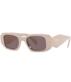 From Prada&#x2C; the Unisex 49mm Rectangle Sunglasses features:Rectangle shapeAcetate frameStandard plastic lensNot Rx-ableNon-polarized  Imported. Prada Glasses Sunglasses, Beige Sunglasses, Designer Sunglasses For Women, Modern Beige Rectangular Sunglasses, Sunglasses Women Prada, Prada Rectangle Sunglasses, Prada 06ys Sunglasses, Prada 17ws Sunglasses, Classy Glasses