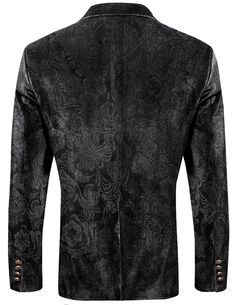 This Men's Designer Style Velvet Lapel Long Sleeve Blazer is perfect for formal occasions. It features a luxurious velvet lapel and long sleeves for a classic look. Enjoy the comfort and ease of a modern blazer without compromising on style. This men's velvet blazer is made from 95% Polyester and 5% Spandex. Velvet fabric create a stylish and lustrous look. Gives a unique sense of dignity. Imported Polyester lining Button closure Luxury Long Sleeve Blazer For Black-tie Events, Velvet Tuxedo Style Long Sleeve Outerwear, Long Sleeve Suits For Black-tie Events In Fall, Luxury Long Sleeve Tuxedo For Fall, Velvet Long Sleeve Tuxedo Style Outerwear, Luxury Black Long Sleeve Tuxedo, Formal Long Sleeve Velvet Outerwear, Slim Fit Single Breasted Tuxedo With Long Sleeves, Long Sleeve Blazer For Black-tie Events In Winter