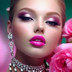 Glam Bride Makeup, Pink Doll Dress, Anime Long Hair, Blonde Hair Makeup, Girly Makeup, Glam Bride, Holiday Makeup Looks, Bright Makeup, Barbie Makeup