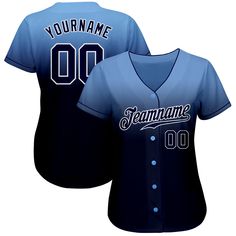 Custom Light Blue Navy-White Authentic Fade Fashion Baseball Jersey Blue Football, Orange Texas, Custom Lighting, Number 3, Baseball Shirts, Baseball Jersey, Button Design, Baseball Jerseys, Logo Color