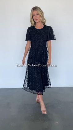 Versatile, elegant, and topped with a stunning embroidered tulle overlay — she’s the ultimate fall dress for every special occasion🖤 Shop our brand NEW Cara Embroidered Midi Dress | Black now���🛍️✨ Event Dress, Embroidered Midi Dress, Midi Dress Black, Embroidered Tulle, Fall Dress, Summer Weddings, Event Dresses, Party Event, Black Midi Dress