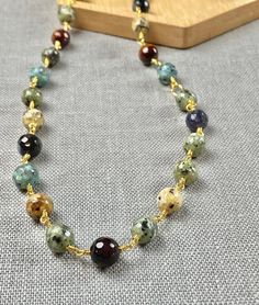 Long Jasper Necklace - Beaded Gemstone Jewelry - 34 inch Long Necklace - Jasper Garden Box For Gift, Jasper Necklace, Necklace Beaded, Earthy Colors, Long Necklace, Shopping Cart, Gemstone Beads