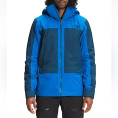 The North Face Men’s Apex Flex Snow Futurelight Insulated Jacket Blue Sz Xxl Nwt Retail Price $450.00 Manufacturer Color: Hero Blue/Monterey Blue Center Front Zip Internal Mesh Pocket Breathable-Waterproof, Seam Sealed Futurelight Shell Removable, Fully Adjustable, Helmet-Compatible Hood Integrated Cuff Gussets Internal, Secure-Zip Media Pocket Covered, Secure-Zip Hand Pockets Front And Back Heat Transfer The North Face Logo Secure-Zip Wrist Pocket With Goggle Wipe Underarm Vents Heatseeker Eco Blue Long Sleeve Outerwear For Outdoor Activities, Blue Outerwear With Pockets For Outdoor Activities, Blue Sport Coat For Outdoor Activities, Blue Sport Coat With Pockets For Outdoor Activities, Blue Long Sleeve Sport Coat For Outdoor Activities, Functional Blue Winter Sport Coat, The North Face Blue Windbreaker For Fall, Blue Outerwear For Hiking, Blue The North Face Windbreaker For Outdoor Activities