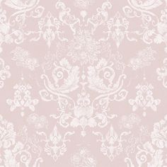 a pink and white wallpaper with floral designs