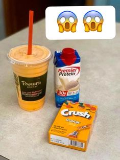 two drinks, one with orange juice and the other with crusht on it