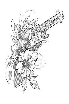 Western Tats, Rose Flowers Drawing, Art Journal Ideas, Cowgirl Tattoos, Cowboy Tattoos, Western Tattoos, Flowers Drawing