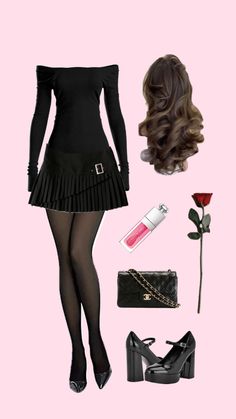 Black Coquette Outfit, Black Coquette, Coquette Black, Coquette Outfit, Preppy Coquette, Shein Outfits