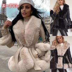 Item Type: Jackets & Coats Gender: Women Material: Faux Fur, PU Collar: Turn-down Sleeve Length: Full Package Includes: 1 x Jacket Size Info: Size Waist (cm / inch) Bust (cm / inch) S-M 45 / 17.72 53 / 20.87 L-XL 49 / 19.29 57 / 22.44 2XL-3XL 53 / 20.87 61 / 24.02 4XL-5XL 57 / 22.44 65 / 25.59 Fur Coat Aesthetic, Elegant Coats, 2 Piece Skirt Set, Womens Windbreaker, Sheepskin Coat, Long Midi Dress, Belted Jacket, Coat Outfits, Warm Coat