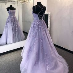 Purple Prom Dress Long, Lavender Prom Dress Long, Light Purple Prom Dress, Purple Ball Gown, Purple Formal Dress, Lace Long Prom Dress, Lavender Prom Dresses, Prom Dress With Train, School Dance Dresses