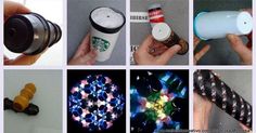 several different pictures with coffee cups and lighters