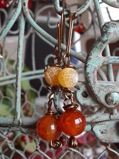 Boho Handmade Copper Wire-wrapped Earrings Semi-Precious | Etsy Copper Wire Earrings, Boho Style Earrings, Orange Stone, Wrapped Earrings, Earrings Wire, Semi Precious Beads, Wire Wrapped Earrings, Earrings Women, Bohemian Earrings