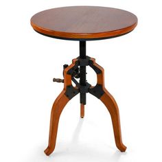 a wooden table with an adjustable mechanism on it