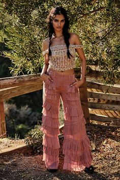 Alternative Cowgirl, Cherry Blossom Princess, Frill Pants, Boho Coquette, Fringe Pants, Statement Pants, Flattering Pants, We Rock, Trendy Pants