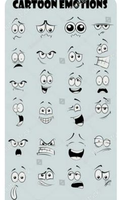 cartoon faces with different expressions and expressions for the creation of animation characters, including eyes, mouths