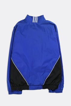 Sourced in Canada MeasurementsSize: LPit to Pit: 25.5"Arm: 24.5"Length: 28"Condition: Good vintage condition, minor mark on frontMaterial Composition: Shell - 100% Nylon, Lining - 65% polyester, 35% cottonColour: Blue Adidas Windbreaker, Vintage Adidas, Windbreaker Jacket, Jacket Sale, Adidas