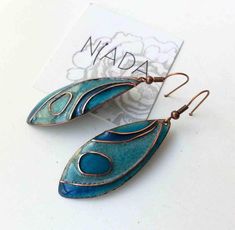 Light blue and naví blue cloisonne earrings blue earrings | Etsy Enamel Pendant Earrings For Gifts, Blue Enamel Dangle Jewelry, Teardrop Enamel Earrings For Gifts, Blue Teardrop Patina Jewelry, Blue Teardrop Jewelry With Patina, Light Blue Metal Earrings For Gift, Light Blue Metal Earrings As A Gift, Artistic Blue Metal Jewelry, Unique Blue Copper Earrings