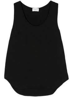 This soft jersey Parosh scoop neck top presents a refined and elegant silhouette, perfect for versatile styling. The sleeveless design, dart detailing for a tailored fit, and flattering curved hem make it ideal for both daytime outings and evening events.

- Unlined for a lightweight feel  
- Composition: 95% cotton, 5% elastane Scoop Neck Top, Cami Tanks, Black Tank, Black Tank Tops, Dart, A R, Black Shirt, Scoop Neck, Top Brands