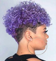 Curly Hair Photos, Hairstyle Gallery, Short Natural Hair Styles, Short Curly Hair, Smooth Hair, Purple Hair, Curly Hair Styles Naturally