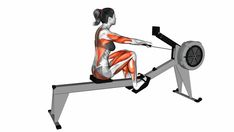 a woman is doing an exercise on a rowing machine