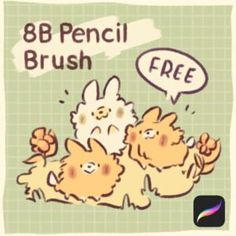 an image of three dogs with speech bubbles on their heads and the words bb pencil brush free above them