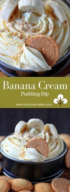 banana cream pudding dip with cookies on the side