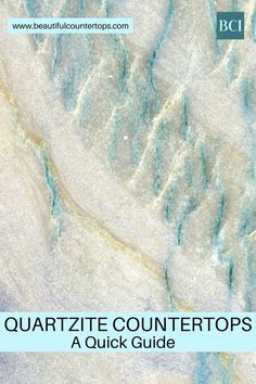 the cover of an article about quartz countertops, with blue and white swirls on it