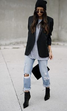 Boyfriend Blazer Outfit, Cute Blazer Outfits, Black Blazer Outfit, Blazer Outfits Casual, Blazer Outfits For Women, Stil Boho, Blazer Outfit, Retro Mode