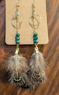 Handmade pheasant feather earrings, non precious metal Pheasant Feather, Pheasant Feathers, Precious Metal, San Antonio Tx, Feather Earrings, Pheasant, Turquoise Earrings, San Antonio, Precious Metals