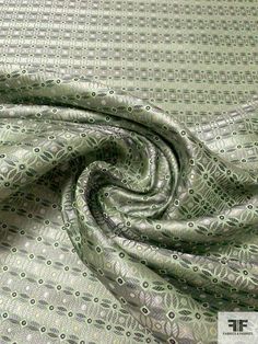 SKU: 15807 Content: 100% Silk Color: Sage Greens / Grey Width: 40 inches Elegant Green Festive Fabric, Elegant Green Fabric For Festive Occasions, Festive Jacquard Fabric, Silk Necktie, Fabric Gifts, Grey Fabric, Necktie, Fabric By The Yard, Lattice