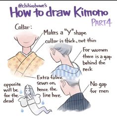 a cartoon showing how to draw kimono part 4, including an image of two people