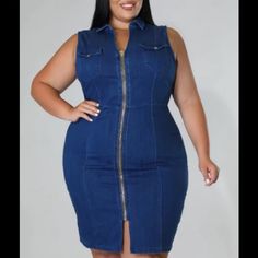 Curvy Denim Dress Sleeveless Denim Dress, Blue Denim Dress, Denim Midi Dress, Summer Attire, Midi Dress Summer, Wholesale Dress, Turndown Collar, Plus Size Womens Clothing, Light Blue Denim