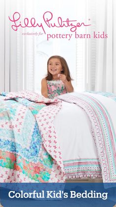 Quilted textures, enchanting unicorns and bold butterflies give their sleep space a playful look. Both the quilt and shams are woven from pure cotton, creating a soft place to snooze. Colorful Nursery, Nursery Colors, Patchwork Quilt, Nursery Bedding, Kids Bedding, Pottery Barn Kids, Patchwork Quilts, Pottery Barn, Lilly Pulitzer