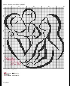 a cross stitch pattern with two people holding each other