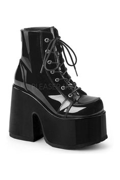 CAMEL-203 Demonia Ankle Boot | Black Patent-Demonia-Black-Ankle Boots-SEXYSHOES.COM Galaxy Converse, Converse Outfits, Goth Shoes, Demonia Shoes, Luxury Boots, Gothic Shoes, High Top Converse, Chunky High Heels, Platform Heels Chunky