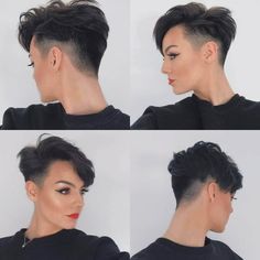 Shaved Sides Pixie, Pixie Cut Shaved Sides, Shaved Pixie Cut, Pixie Cut Hairstyles, Shaved Pixie, Short Haircut Styles, Cut Hairstyles, Open Hairstyles