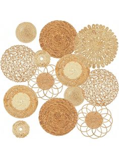 wicker coasters are arranged on top of each other