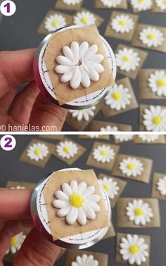 someone is making some paper flowers out of toilet paper and then they are made into magnets