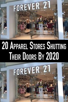 there are two doors that say, 20 apparel stores shuttering their doors by 2020