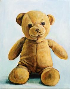 an oil painting of a brown teddy bear