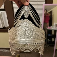 Silver Hmong Hat Never Been Used Still Brand New Traditional Structured Crown Headpiece For Festival, Traditional Festival Headpiece With Structured Crown, Traditional Headpiece With Structured Crown For Festivals, Hmong Hat, Hmong Dress, Hmong Clothing, Hmong Design, Hmong Fashion, Hmong Clothes