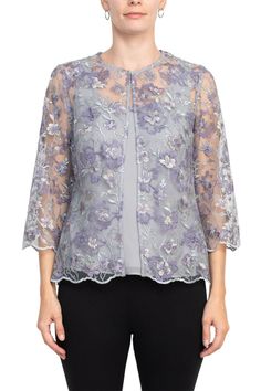 82171142_DOVE_front Alex Evenings, A Hook, Embroidered Jacket, Mother Of The Groom, Chic Boutique, Timeless Pieces, Casual Chic, Classic Style, Boutique