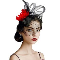 Julietta Fascinator Victoria Costume, Polka Dot Veil, Steeple Chase, Ribbon Knot, Headband Design, Derby Hats Fascinators, Wedding Bridal Veils, Hat Fascinator, Feather Fascinator