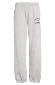 Hang out after workouts in these cotton-rich sweatpants stamped with a monogram logo on one leg. 29 1/2" inseam; 12 1/2" leg opening; 12" front rise; 16 1/2" back rise (size Medium) Elastic waist Side-seam pockets 97% cotton, 3% polyester Machine wash, tumble dry Made in the USA Asian & Pacific Islander Owned/Founded Sporty High-waist Sweatpants With Pockets, Sporty Cotton Sweatpants With Logo, Sporty And Rich Sweatpants, Sporty Gray Moisture-wicking Sweatpants, Sporty 4-way Stretch Sweatpants With Side Pockets, After Workout, Sporty And Rich, Monogram Logo, Hanging Out