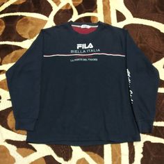 Please ask me any question before buying "No trader, for sell only" *Detail * Item Name :  Vintage Fila big logo embroidered long sleeve shirt *Condition* Condition (refer pic) ""Item is used and vintage,don't expected it to be like new"" *Size* L Measurements :  Width (Armpit to armpit : 22 1/2"INCH) Length ( shoulder to bottom : 27 1/2" INCH) * Payment * PayPal only *Shipping* Standard shipping (receiving item within 2- 3 week or more) - please leave your email and phone number Or  request DHL Fall Long Sleeve Logo Print Sweatshirt, Black Long Sleeve T-shirt With Embroidered Graphics, Blue Long Sleeve Sweatshirt With Embroidered Logo, Embroidered Logo Long Sleeve Sweatshirt For Streetwear, Casual Long Sleeve T-shirt With Embroidered Logo, Streetwear Long Sleeve Tops With Embroidered Logo, Long Sleeve Tops With Embroidered Logo For Streetwear, Long Sleeve Graphic Print Sweatshirt, Long Sleeve Tops With Embroidered Graphics For Streetwear