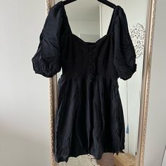 Nwt Never Worn Anthropologie Black Puffy Sleeve Baby Doll Mini Dress. Size Small. Great For Bachlorette Parties, Date Night Or Any Sundress Occasion! Black Cotton Mini Dress With Square Neck, Black Mini Dress With Square Neck For Day Out, Black Square Neck Cotton Mini Dress, Black Short Sleeve Dress For Day Out, Black Cotton Dress For A Day Out, Black Cotton Mini Dress With Puff Sleeves, Black Cotton Puff Sleeve Dress For Spring, Black Puff Sleeve Dress For Daywear, Black Short Sleeve Dress For Brunch