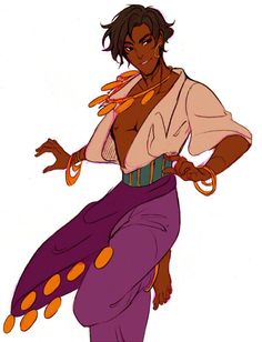 an animated woman in purple pants and white shirt